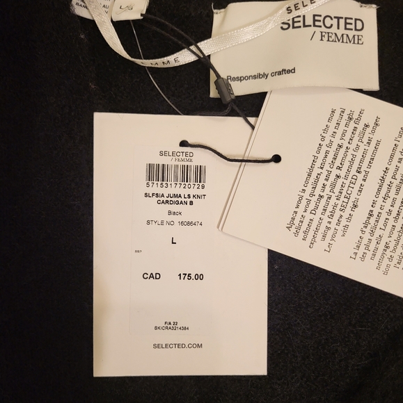 Selected Femme Curve Knit Cardigan 'Juma' Black Size Large (Wool & Alpaca) - Picture 7 of 16